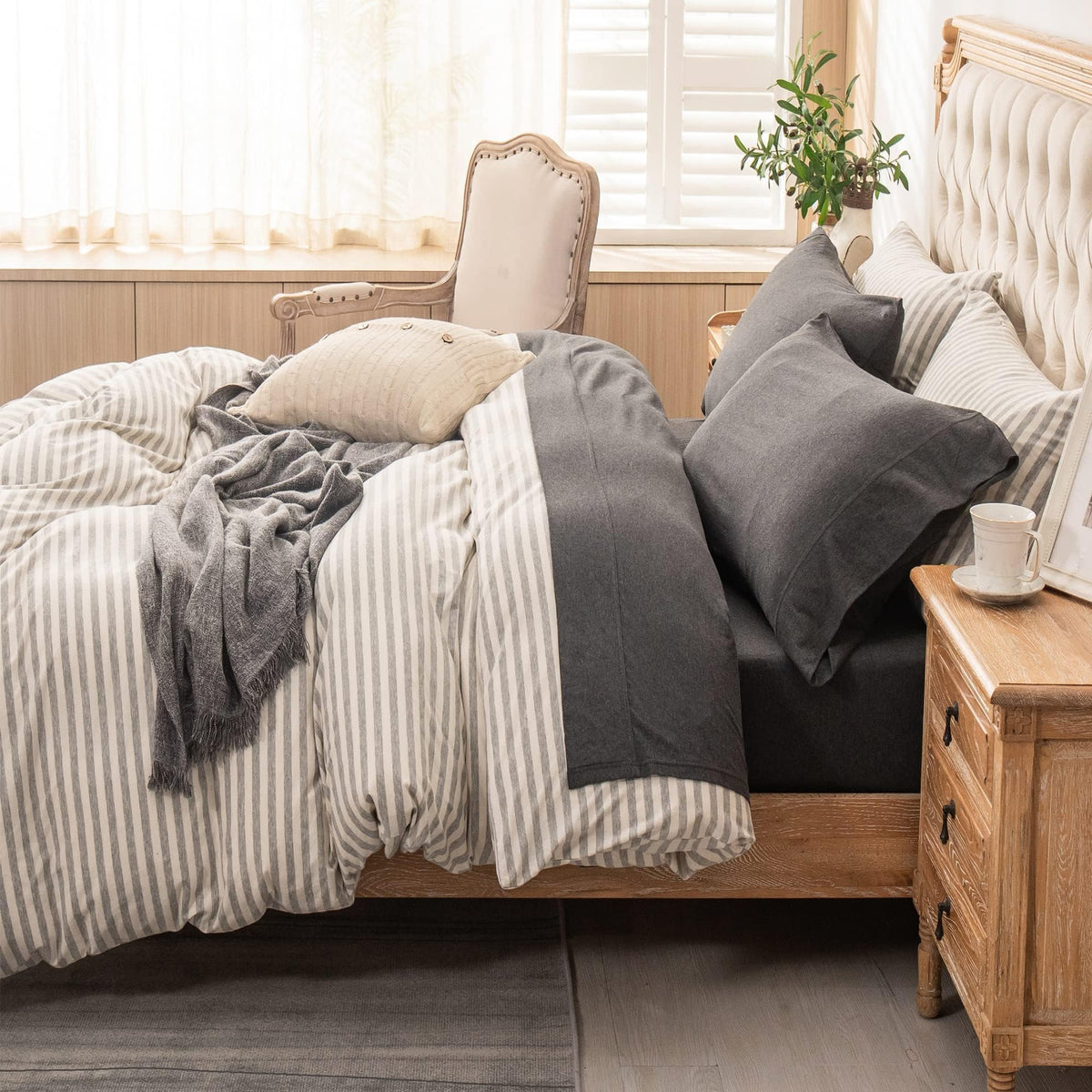 Jersey Knit Sheet Set Heather Charcoal Grey Twin XL