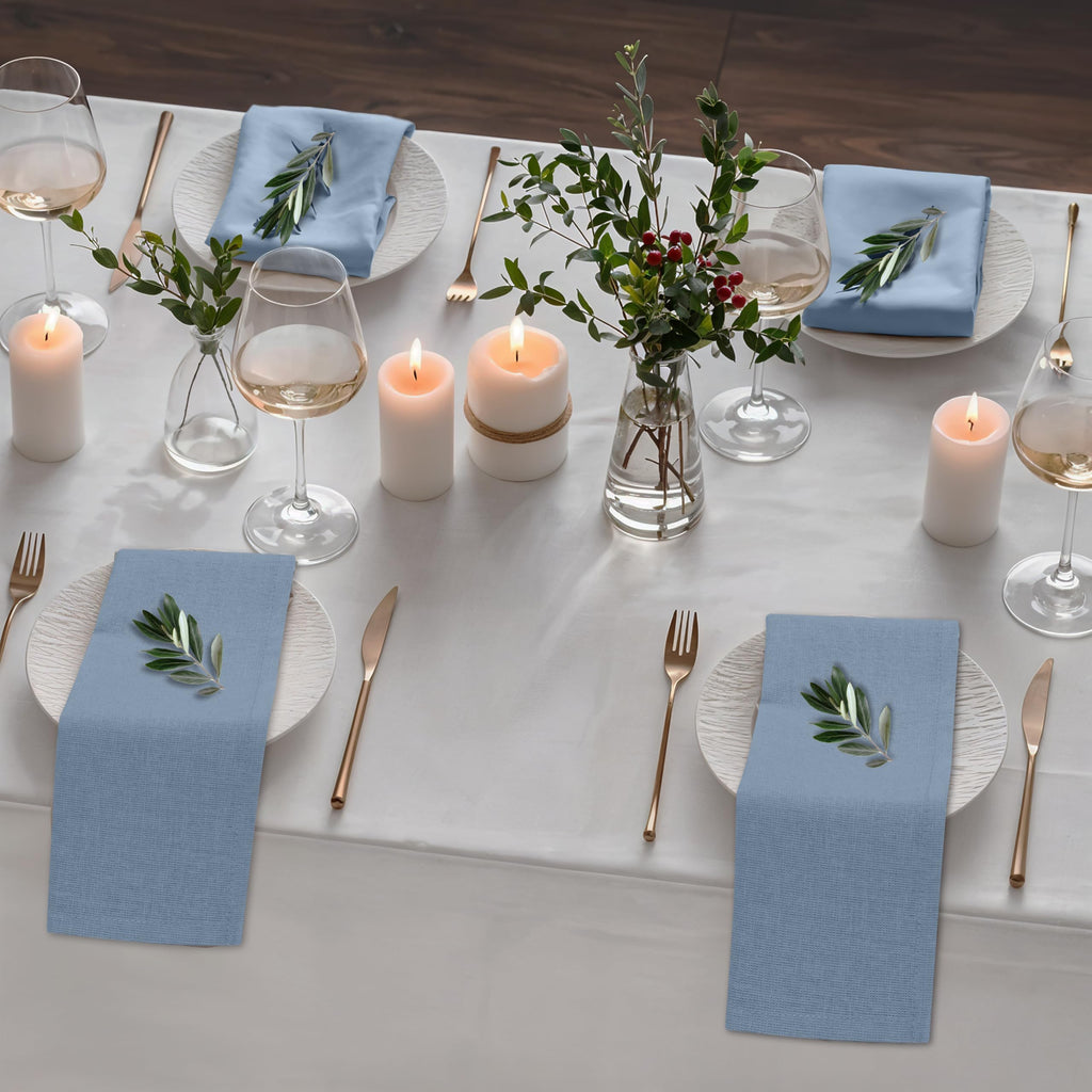 Linen Napkins Set of 12, Linen Cotton Blend 18"x18" - Grey