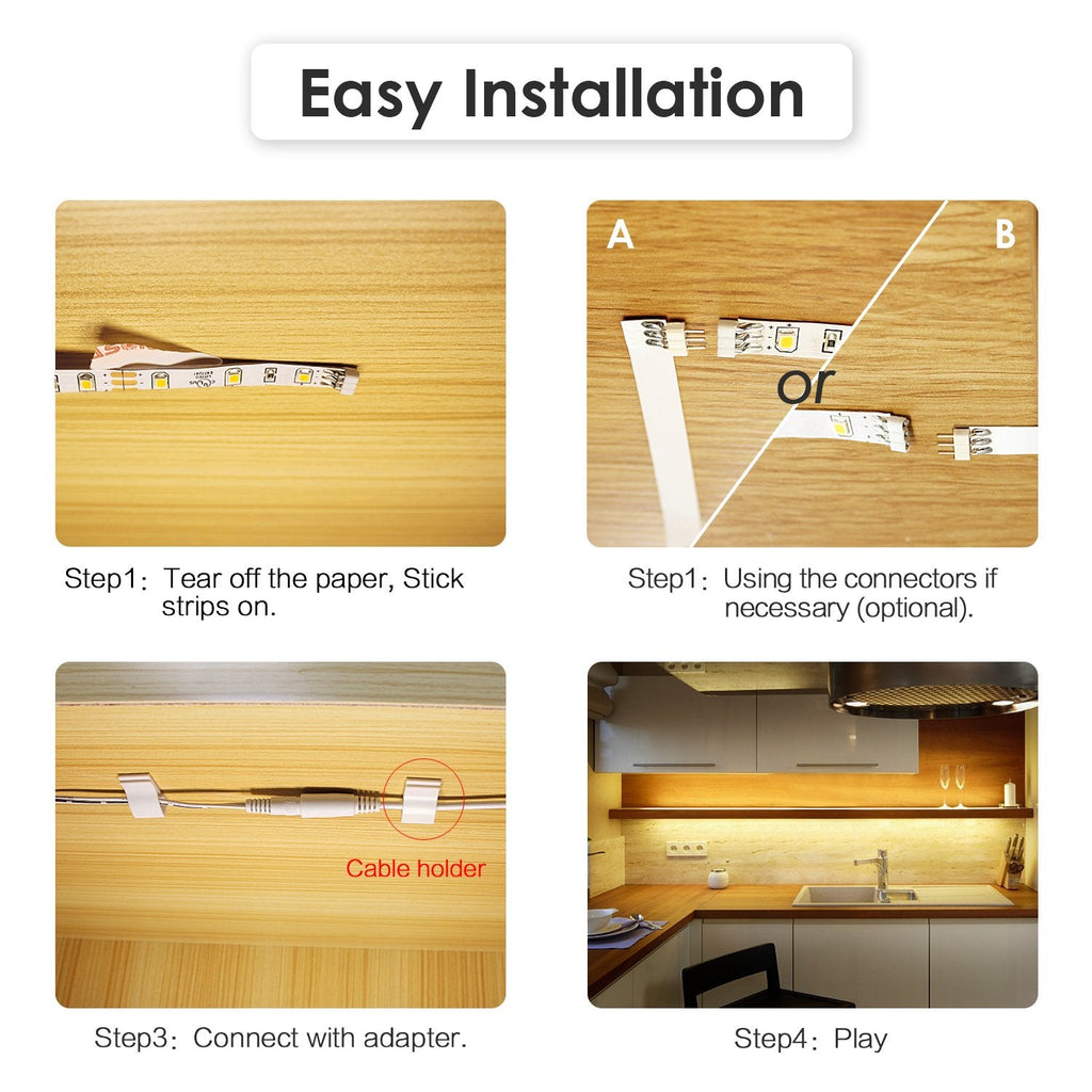 Under Cabinet LED Lighting Kit,Dimmable Strip Lights with RF Remote