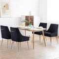 Modern Dining Chair Set of 4, Mid-Century Room Chair, Upholstered Comfortable Velvet with Back Pull Rod and Metal