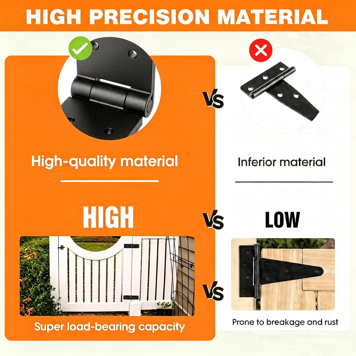 Heavy Duty Gate Hinges, 270 degree Wood Door Hinge for Fence Barn Doors
