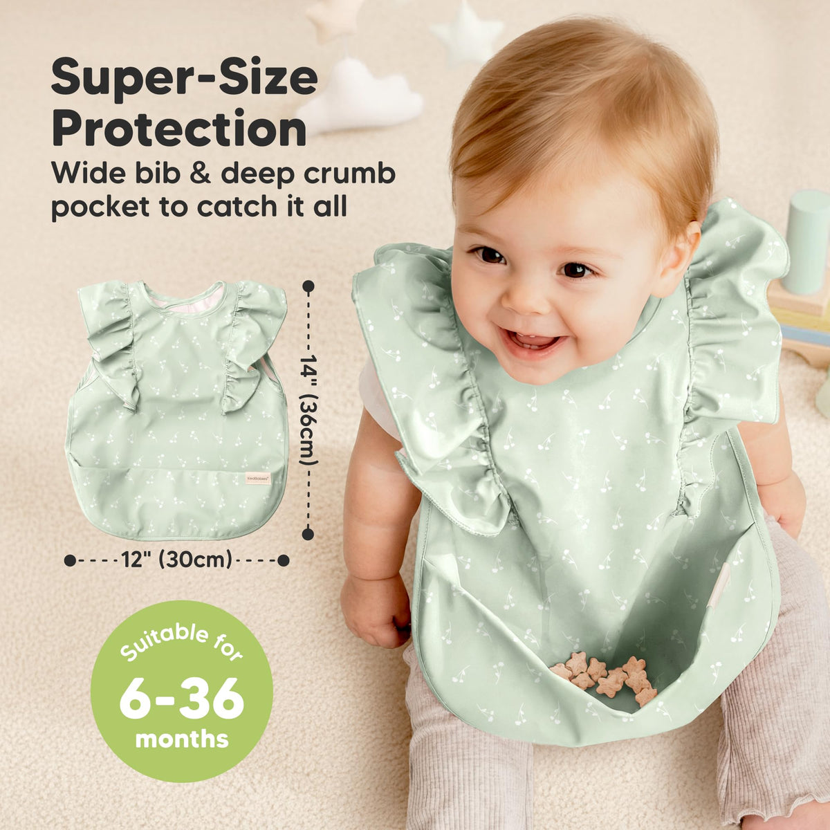 Waterproof Bibs for Baby Girl,Boy, 2-pk Lightweight (Bloom)