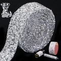 Bling Crystal Rhinestone Ribbon Self-Adhesive Iron on Resin Diamond Ribbon Wrap Roll DIY Bling Stickers for Wedding