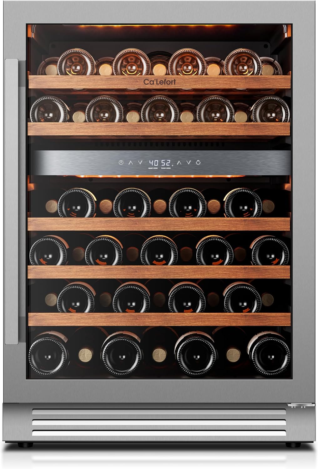 Wine Fridge & Cooler - 24 Inch 52 Bottle Wine Cooler Refrigerator, 40-65°F Dual Zone Wine Refrigerator Glass Door