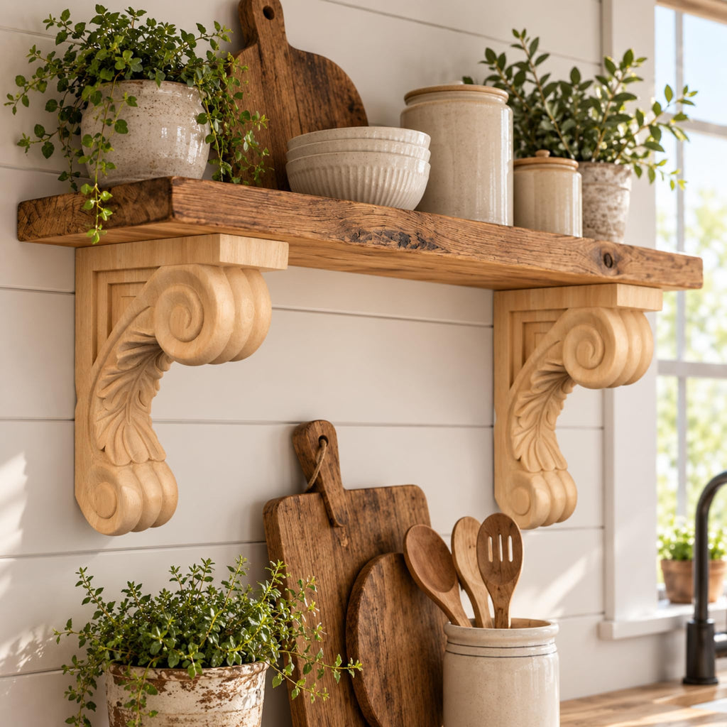 13" Corbel Rustic Solid Hardwood Bracket - 1 PC