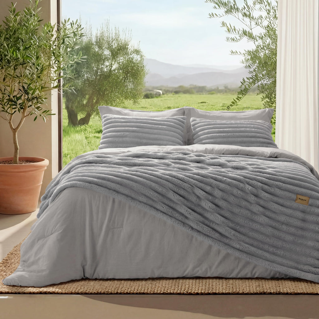 2-in-1 Comforter Set, Detachable Blanket, Grey Oversized