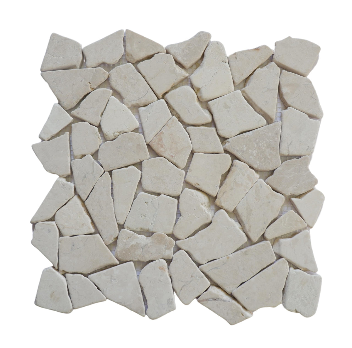 Alpen White Random Mosaic, Tumbled Stone Back Splash Tiles Walls, Shower and Bathroom Floors, and Outdoor Areas