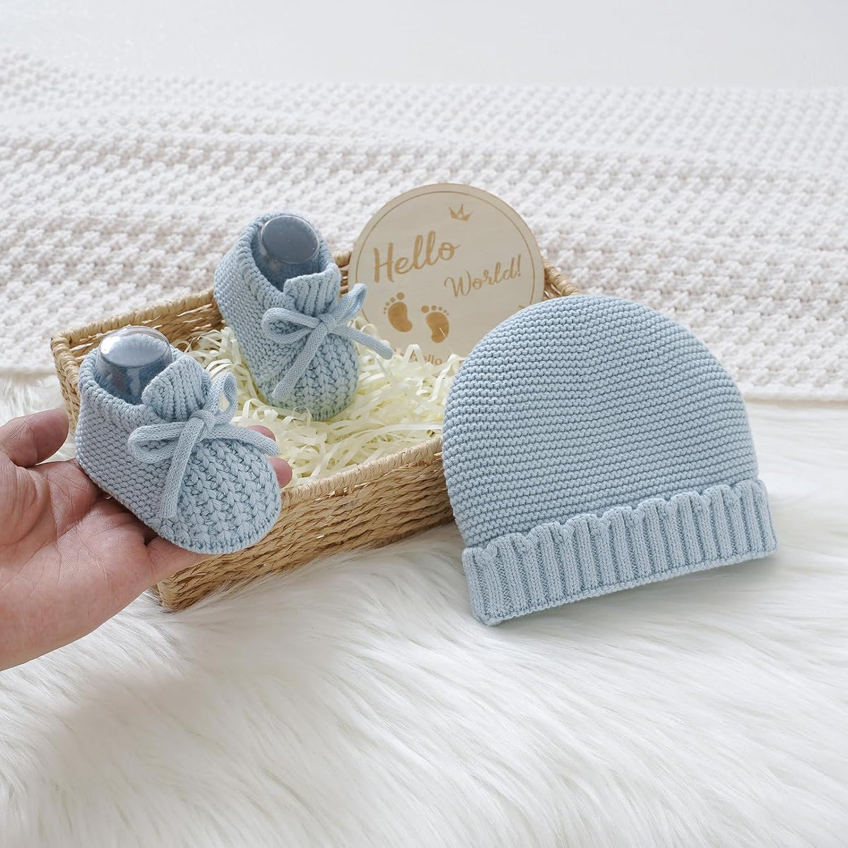 Baby Booties with Hat Set