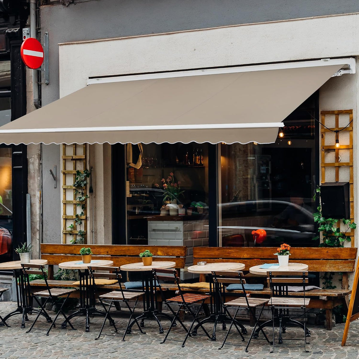 12'x10' Patio Awning Retractable, Fully Assembled Motorized LED Light Awnings Electric Commercial Grade - Quality
