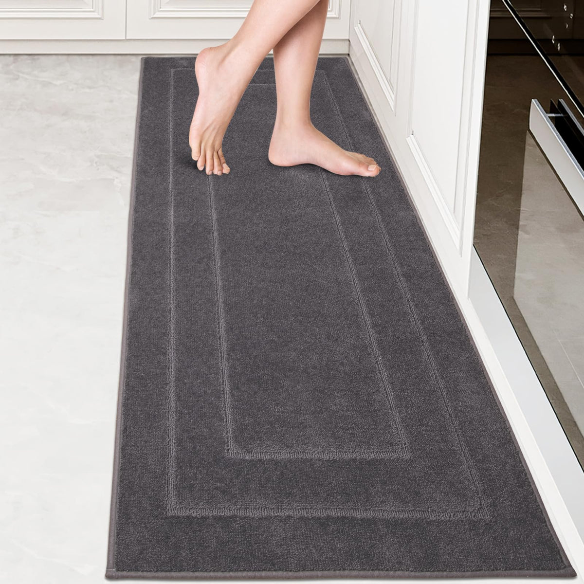Kitchen Runner Rug, Kitchen Mat, 24" x 70", Grey