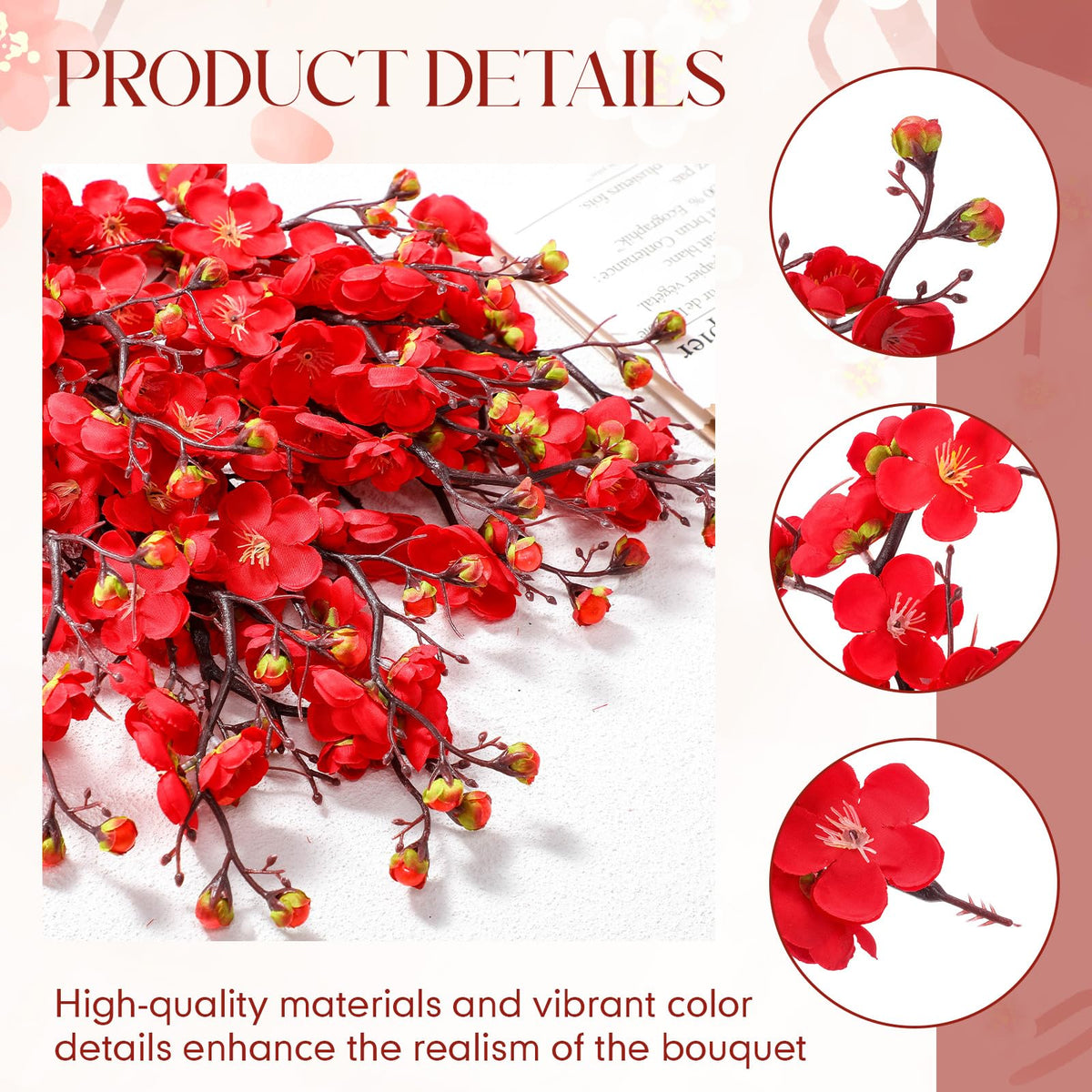 18 Pcs Artificial Plum Blossom Faux Flower Silk Simulation Bouquet