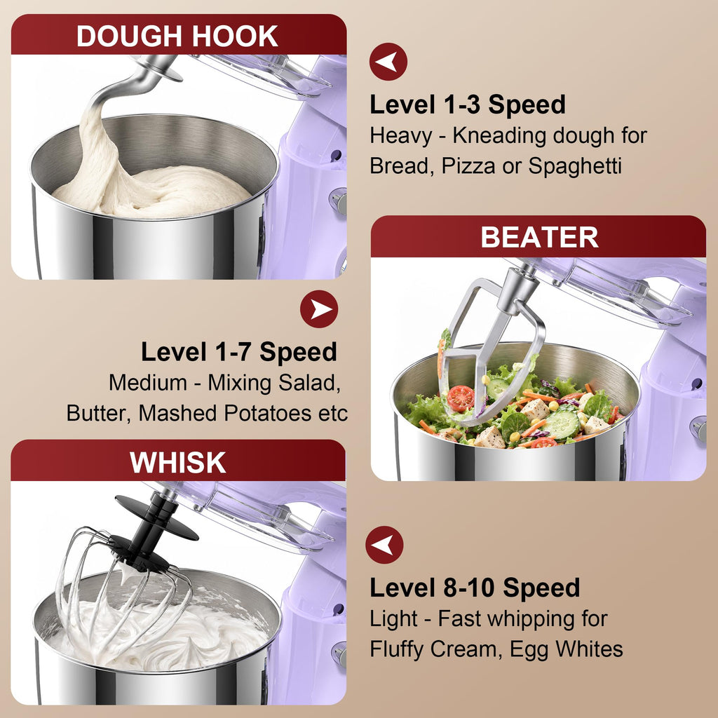 4QT Electric Stand Mixer, 10-Speed Tilt-Head Compact Kitchen Mixer