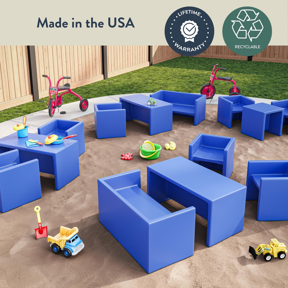 3-in-1 Cube Chairs for Kids, Kids Chair, Gray, 1