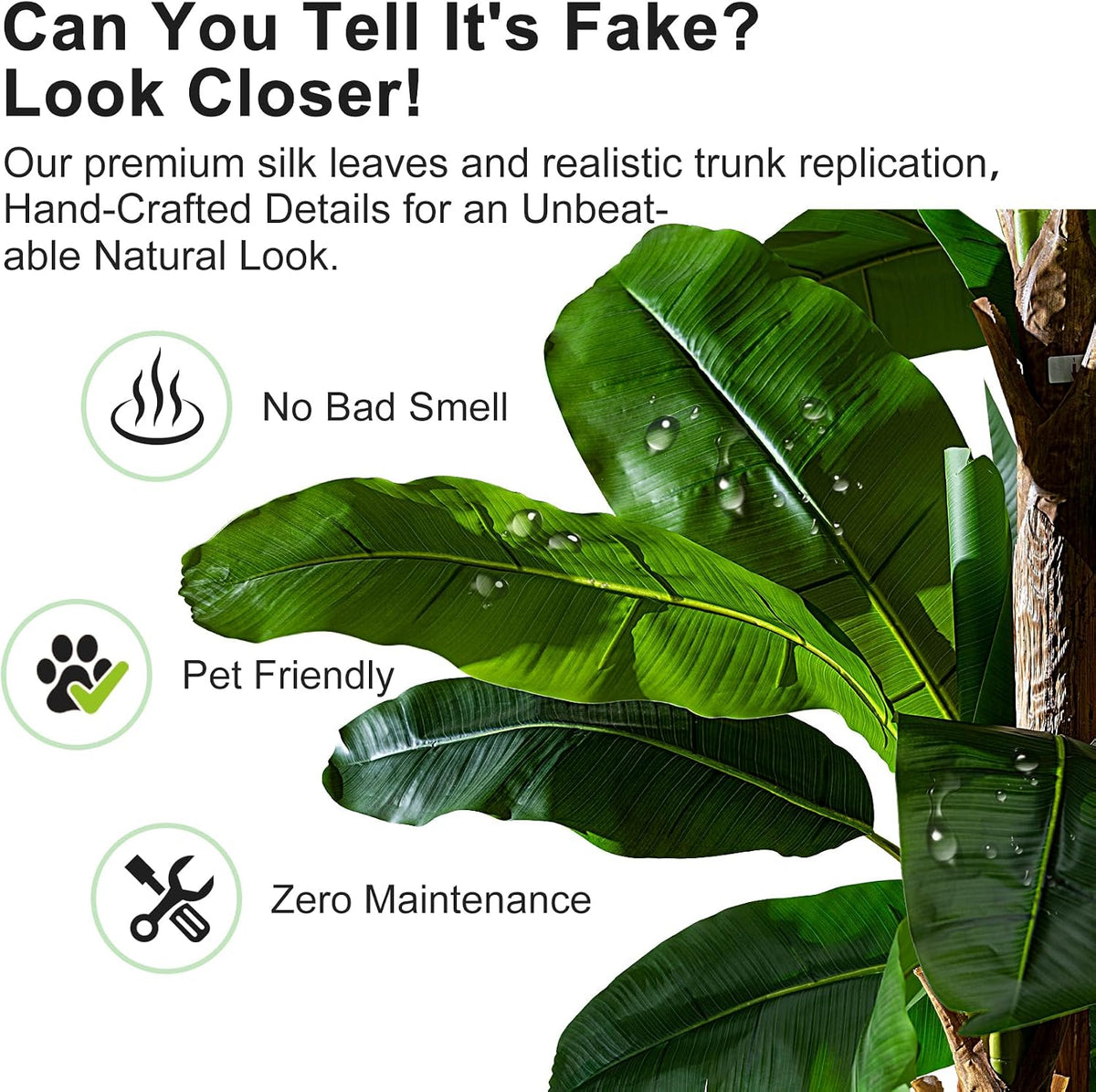 Banana Tree 9ft, Faux Tropical Palm Tree Plant with Realistic Leaves, Low Maintenance Indoor Outdoor Decor Porch, Pot