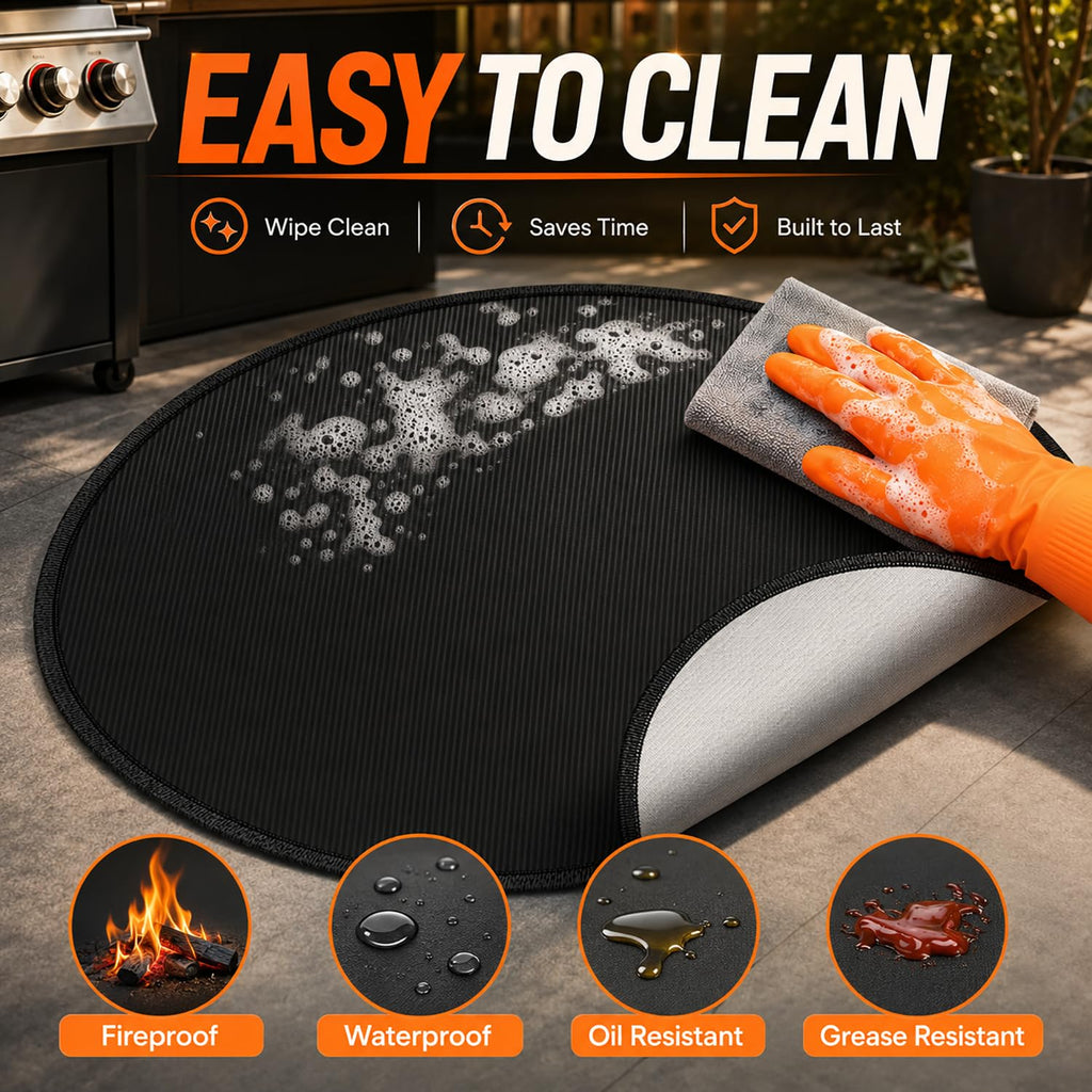 24'' Fire Pit Pad, 4-Layer Fireproof Mat, Deck Protector, Fire Pit Accessories, Burn Barrel, Under Grill Mat, BBQ
