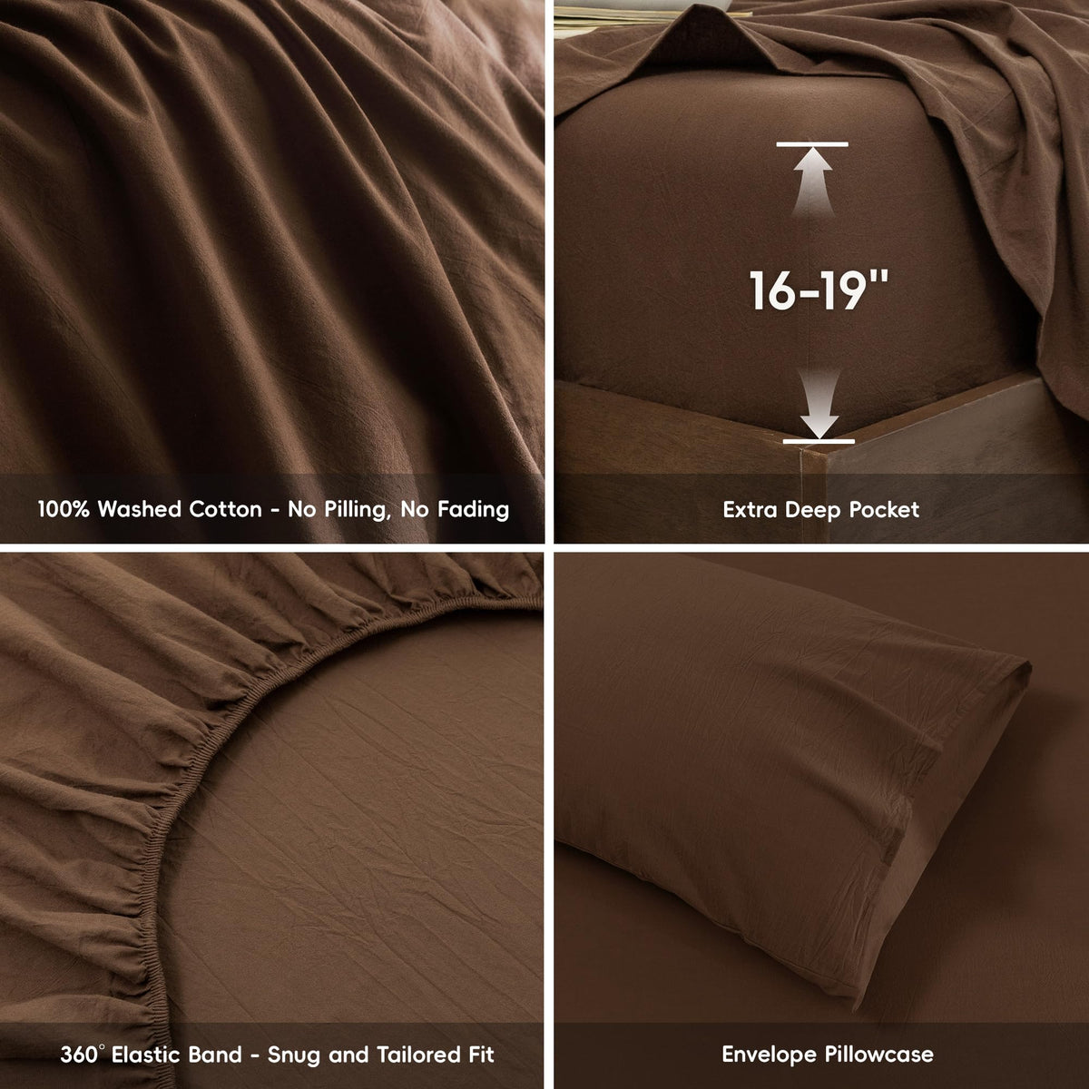 Cotton Sheets Set : Linen Feel Up to 19'' Extra Deep Pocket