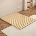Solid Wood Slatted Bed Frame, Japanese Floor Platform, Natural Wood, 78.7 x 78.7 Inch, Foldable Roll-Up Design