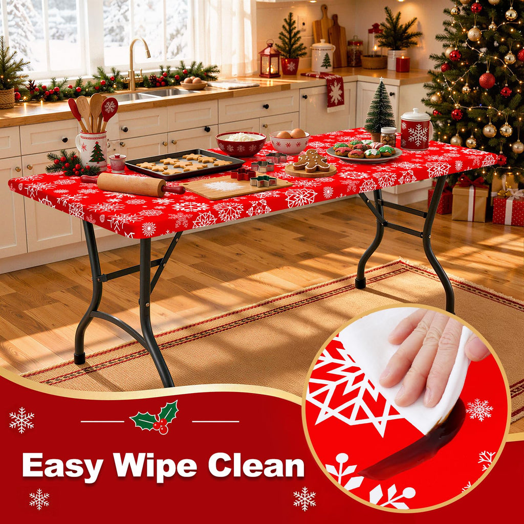 Christmas Table Cloth, Waterproof Plastic Table Cover for 3.5FT Table