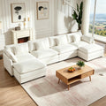 147" Modular Sectional Sofa, U Shaped Sectionals Cloud Couch, Beige