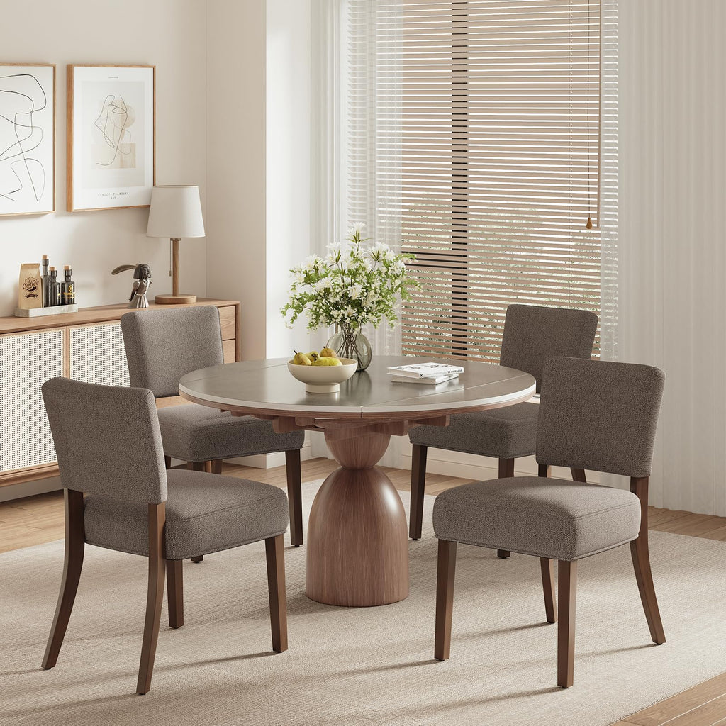 Mid Century Modern Dining Chairs Set of 4, Upholstered Kitchen Chairs with Back, Farmhouse Fabric Side Dining Room