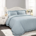 Reyna Ruffle Comforter Set, Lake Blue, 3 Piece Cozy Bedding Set