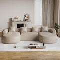 136"Oversized Luxury Modern Tight Sofa, Curved Back, Light Brown