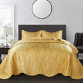 Quilted Satin Bedspread Set - 3-Piece Luxury Reversible Bed Cover