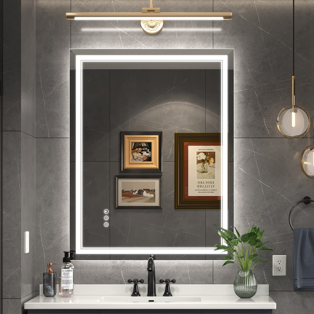 28x36 LED Bathroom Mirror with Lights, Backlit+Front Lit, Anti-Fog