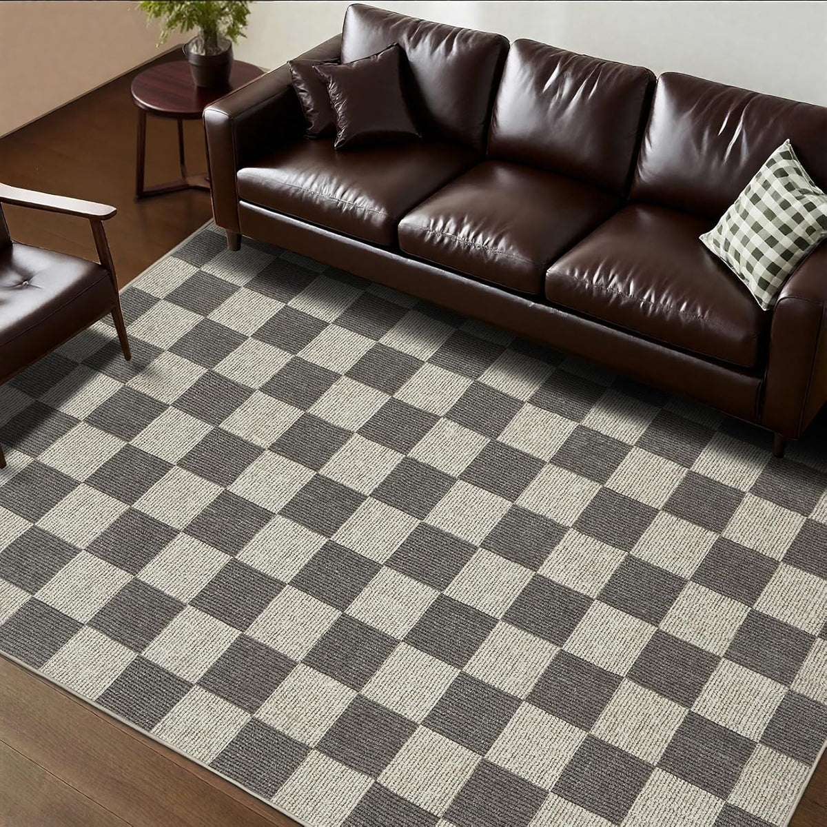 Checkered Rug 5x7 Washable Soft Rug Low-Pile Boho Rugs with Non-Slip Backing s, Classroom, ‎Dining Room, Office, Kids