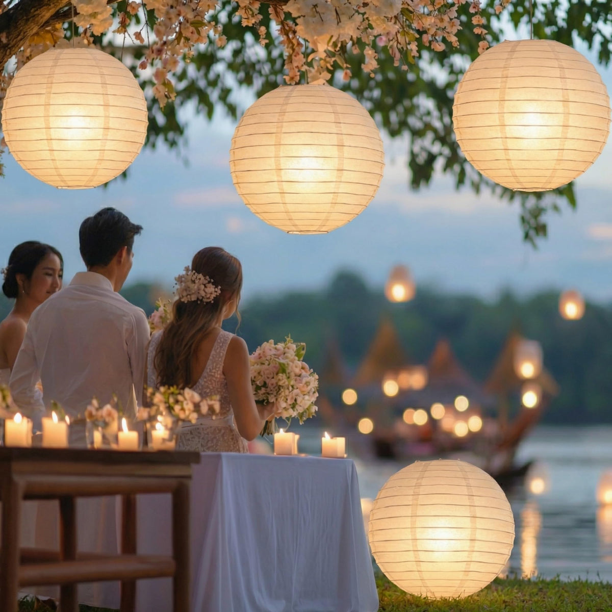 Inspired Noguchi Style 8 Pcs 30 Inch Jumbo Paper Lanterns Large Hanging Decor