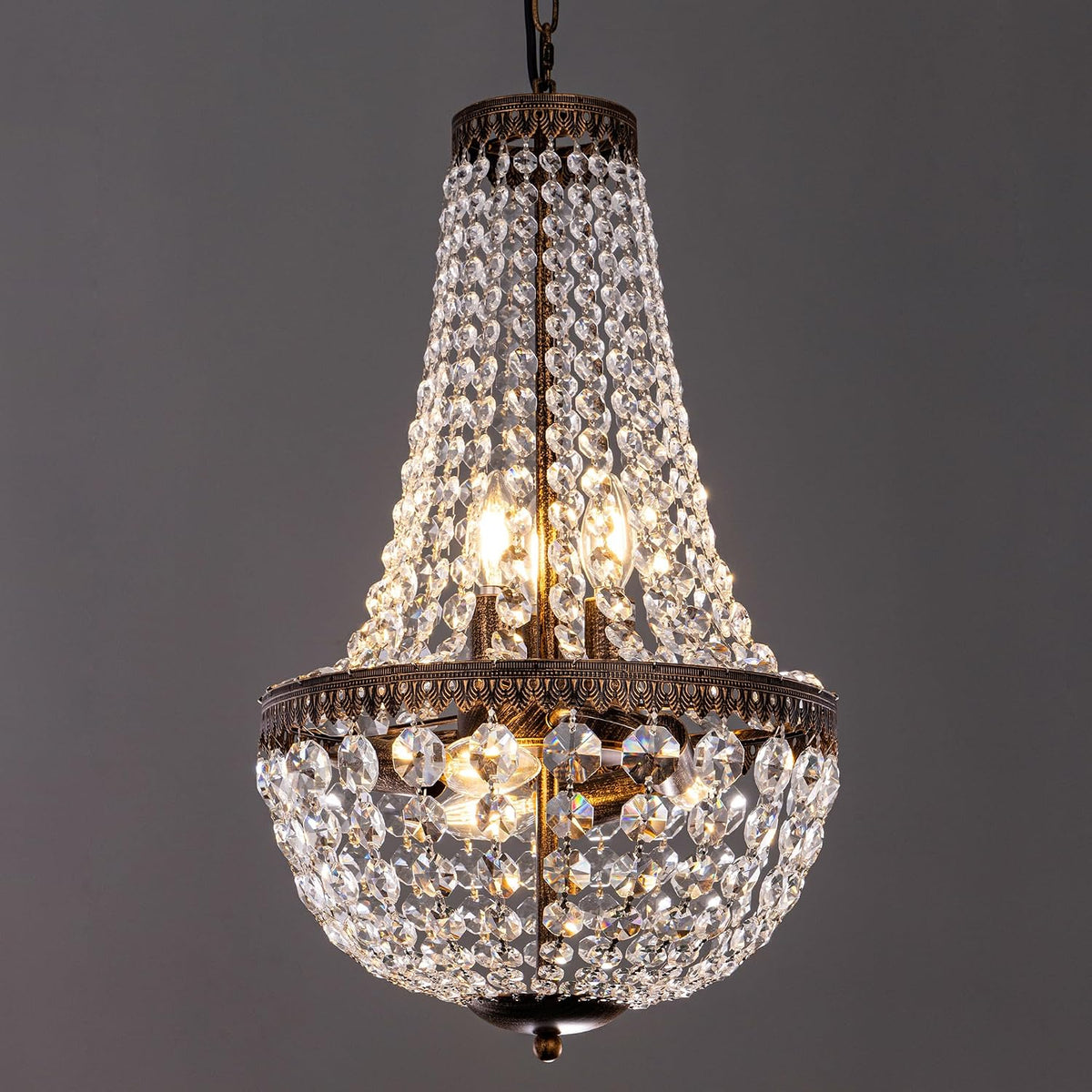 6-Light 13-Inch French Empire Crystal Chandelier, Mini Size for Small Rooms