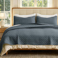 Cotton Quilt Sets California King 106x118 Soft Bedspread Cozy Striped Quilted Bedding with 2 Shams Decorative