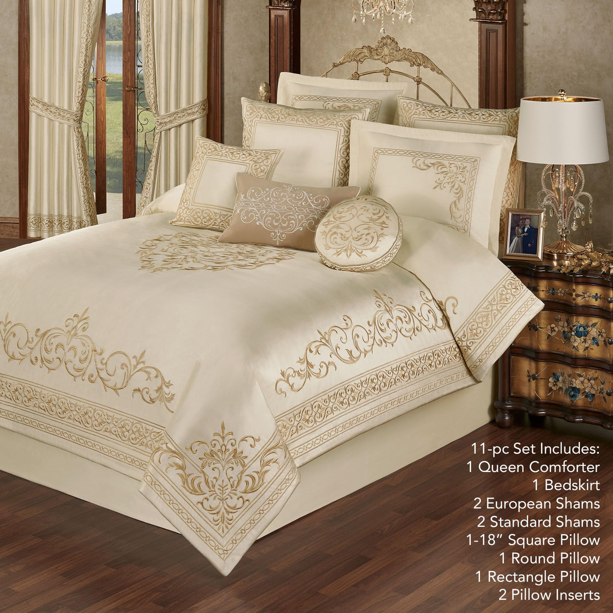 Versailles Luxury Comforter, Classic Pearl, 11 Pc Set