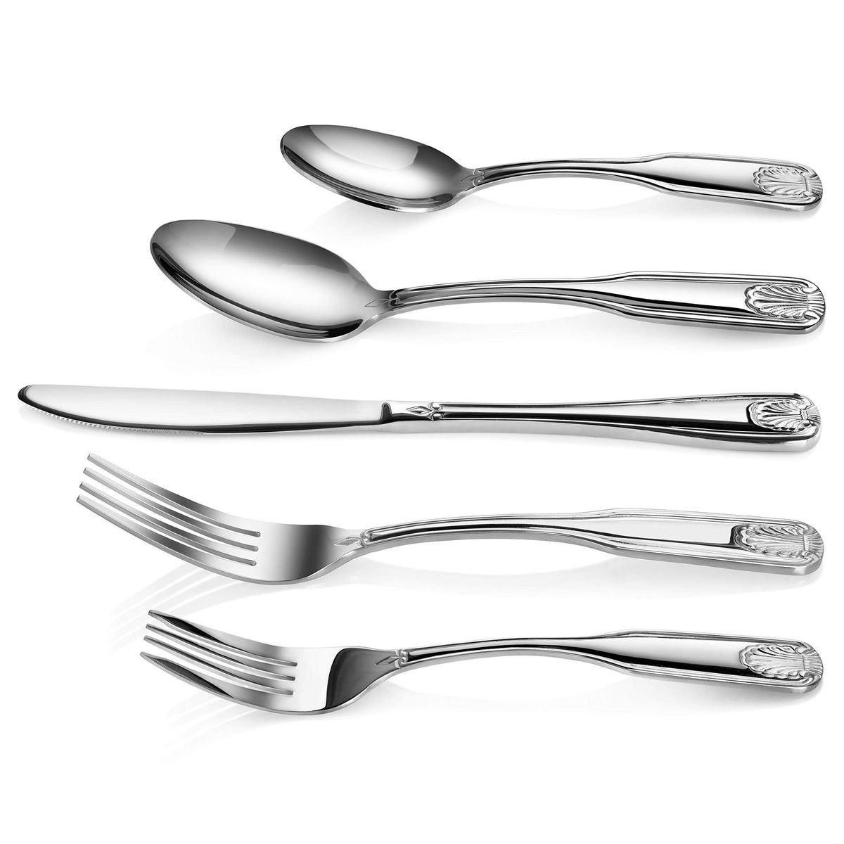 Shell Pattern Stainless Steel Flatware Set, 60-Piece