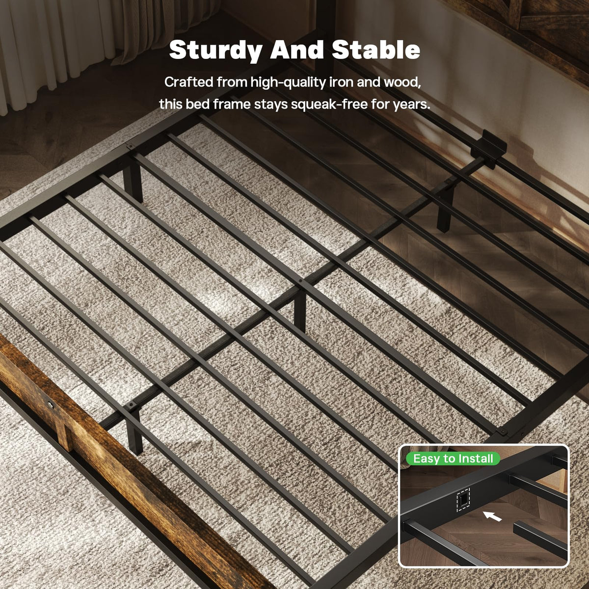 Farmhouse Bed Frame with 51" Tall Barn Door Headboard