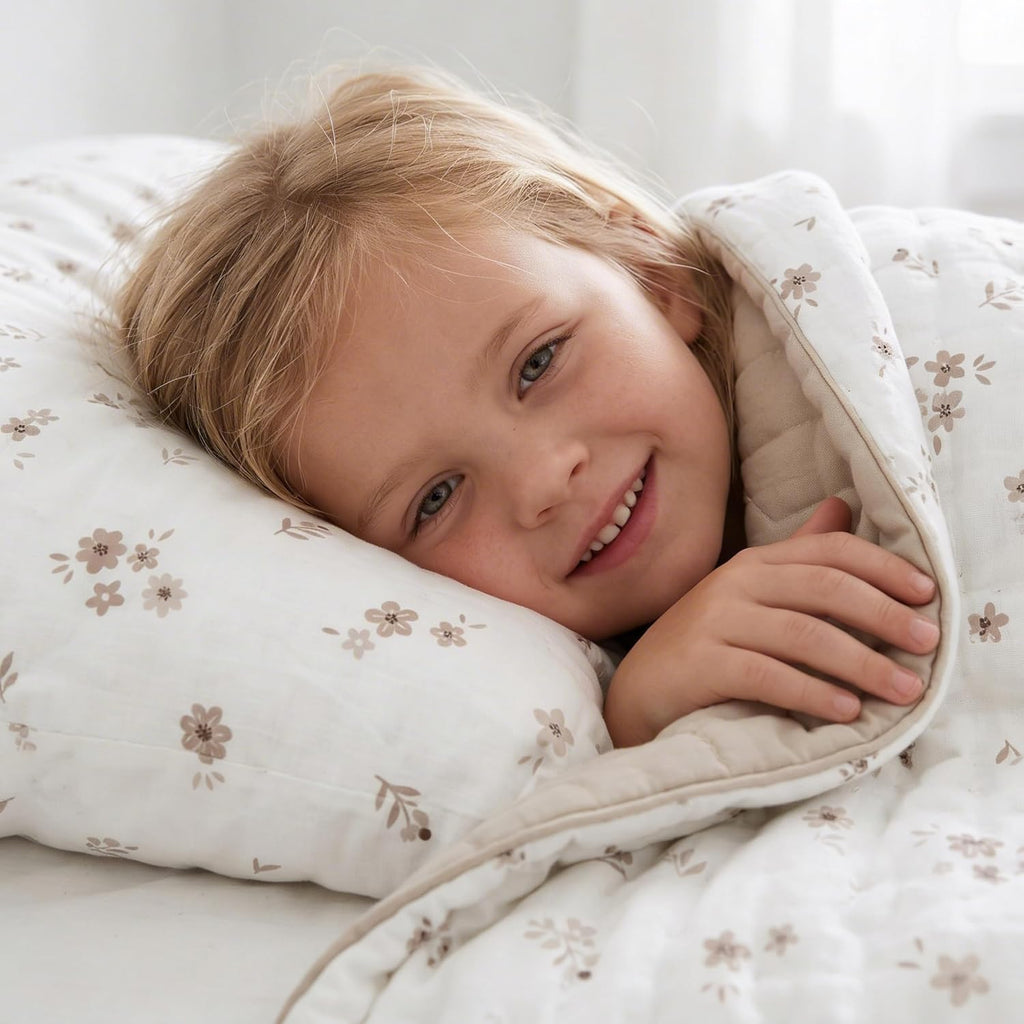 Organic Baby Comforter GOTS Certified Organic Kids Blanket Cotton Infill Tufted - Reversible Ultra Soft Breathable