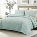 Quilt Bedding Set, Lightweight Bedspread, Aqua Blue