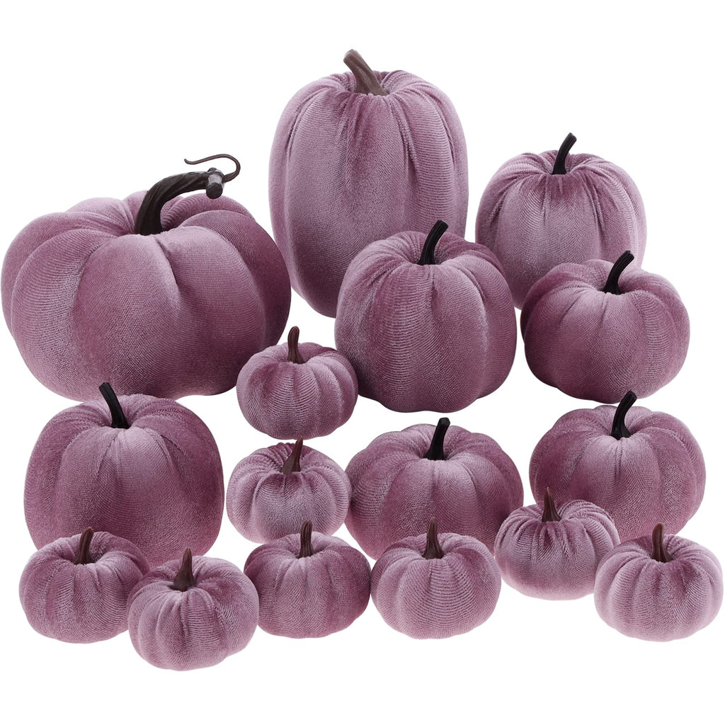 16Pcs Thanksgiving Artificial Velvet Pumpkins Foam Pumpkin Decor