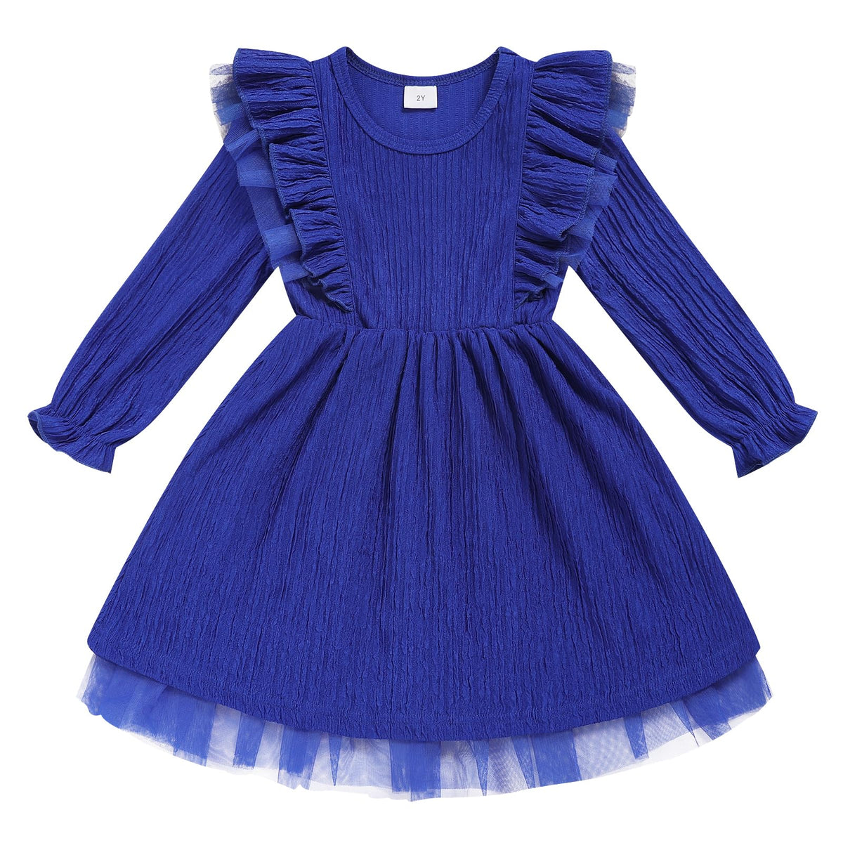 Toddler Girl Dress Fall Ruffle Long Sleeve Baby Girl Solid Color Casual Dresses