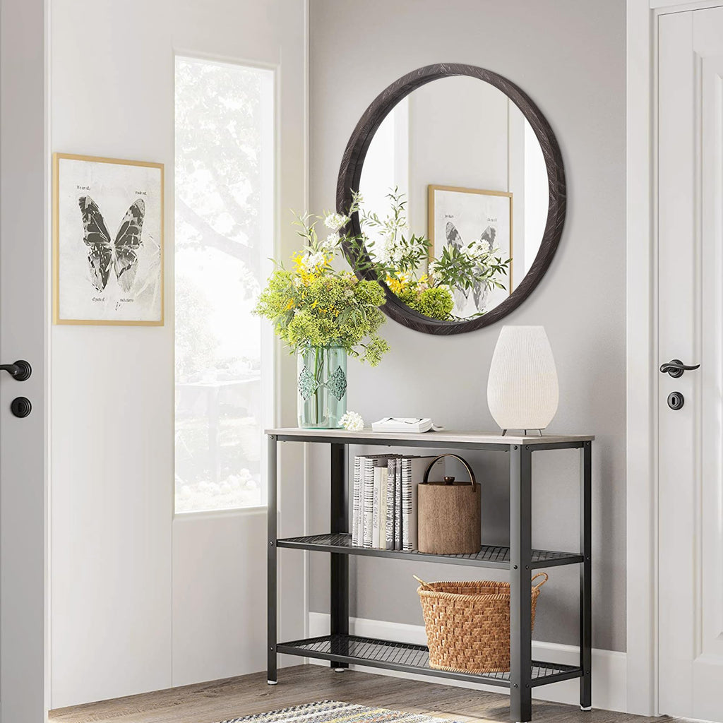 Large Round Mirrors for Wall Circular Mirror, Rounded 20 Inch Circular Mirror Wood Framed Rustic Make up Mirror Wall