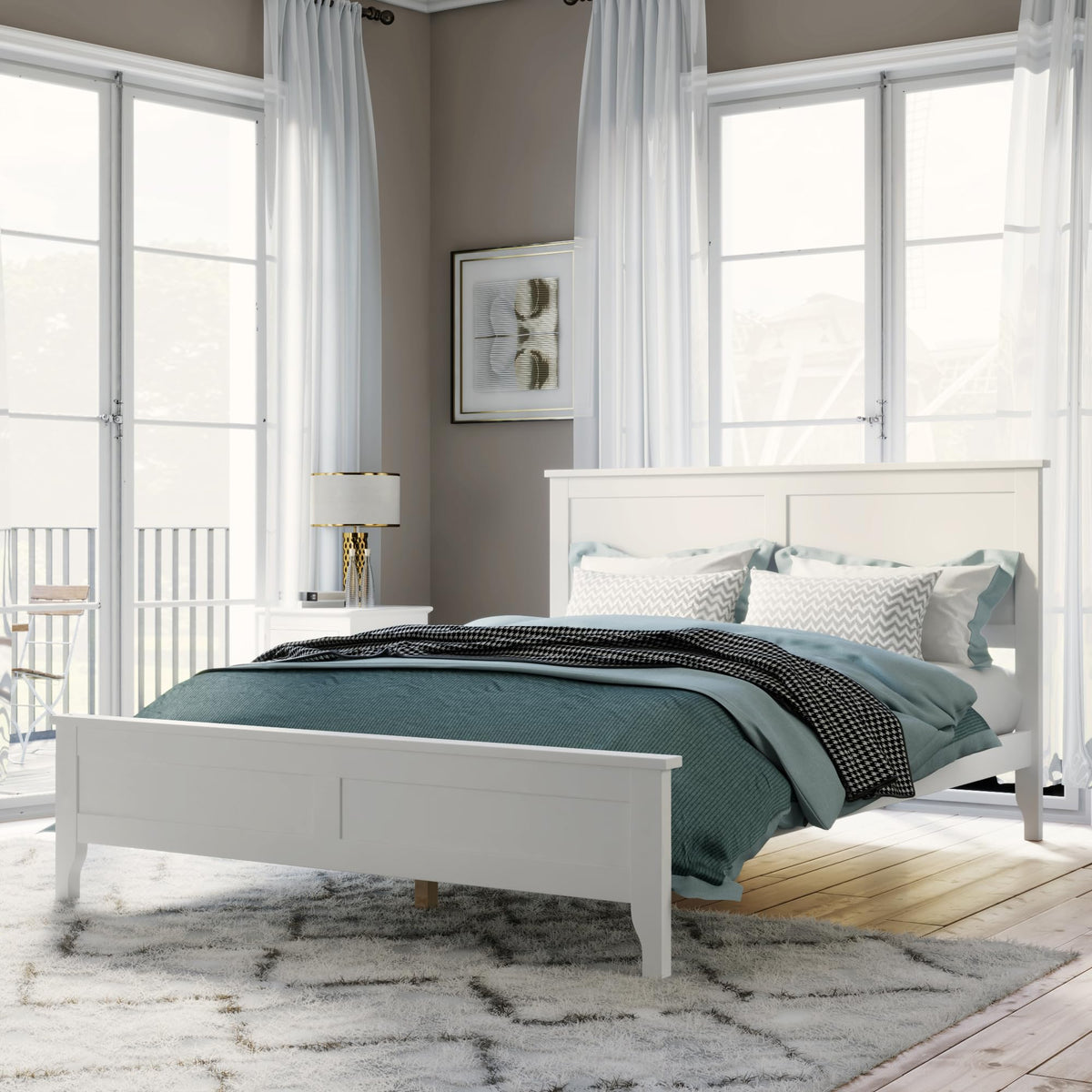 Full Size Platform Bed Frame, Modern Wooden Platform Bed Frame with Headboard and Wood Slat Support, No Box Spring