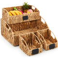 4 Pcs Water Hyacinth Storage Basket Set Boho Decor