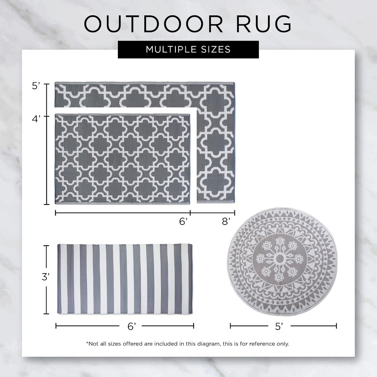 Reversible Indoor/Outdoor Diamond Woven Rug, 4x6', French Blue