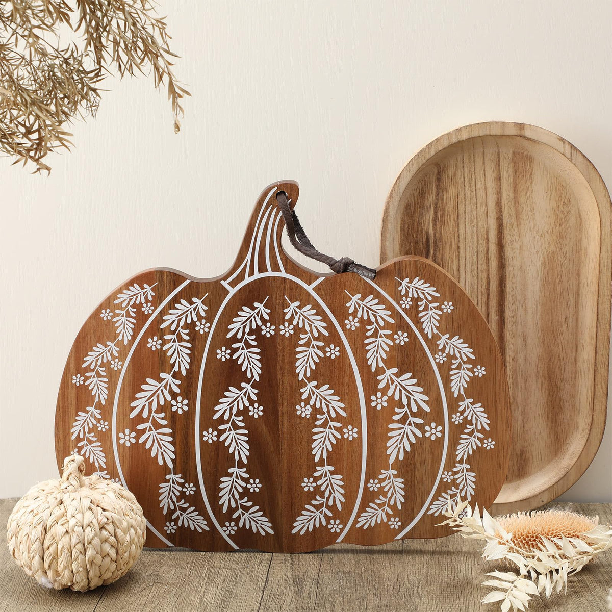 Pumpkin Shaped Cutting Board, Acacia Wood Serving Board