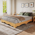 Wood Platform Bed Frame with Wave Edge, Low Profile Bed Frame