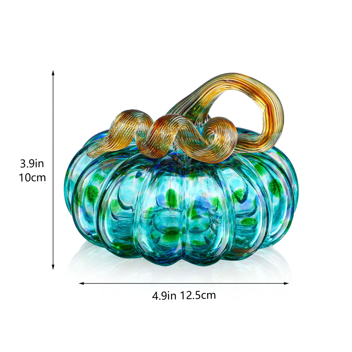 4.9 Inch Hand Blown Glass Pumpkin for Decorating, Fall Decor