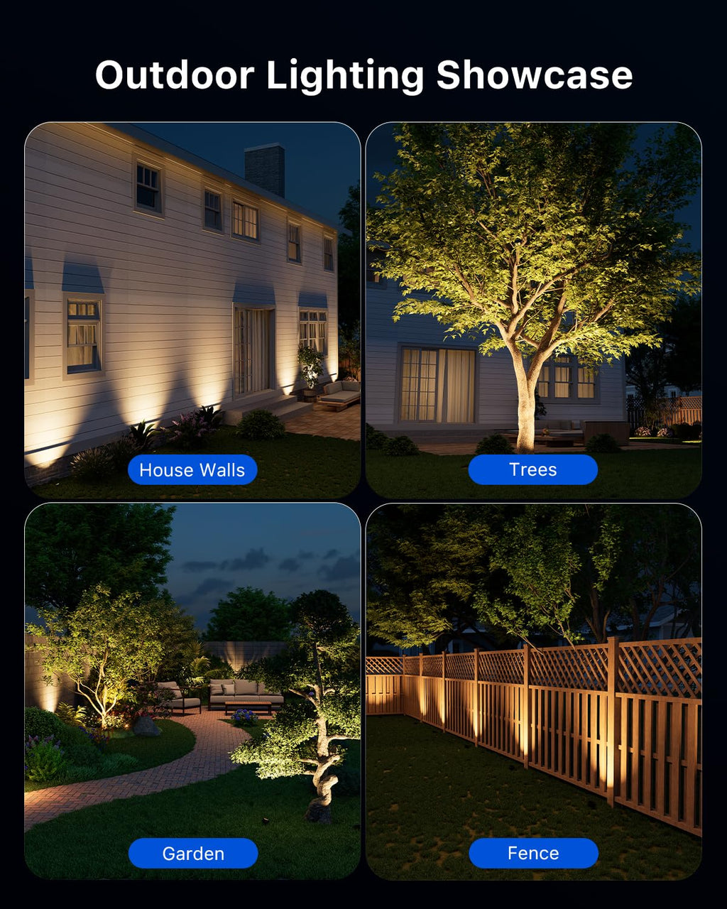 8 Pack Warm White Low Voltage Well Lights with Glare Shield Design