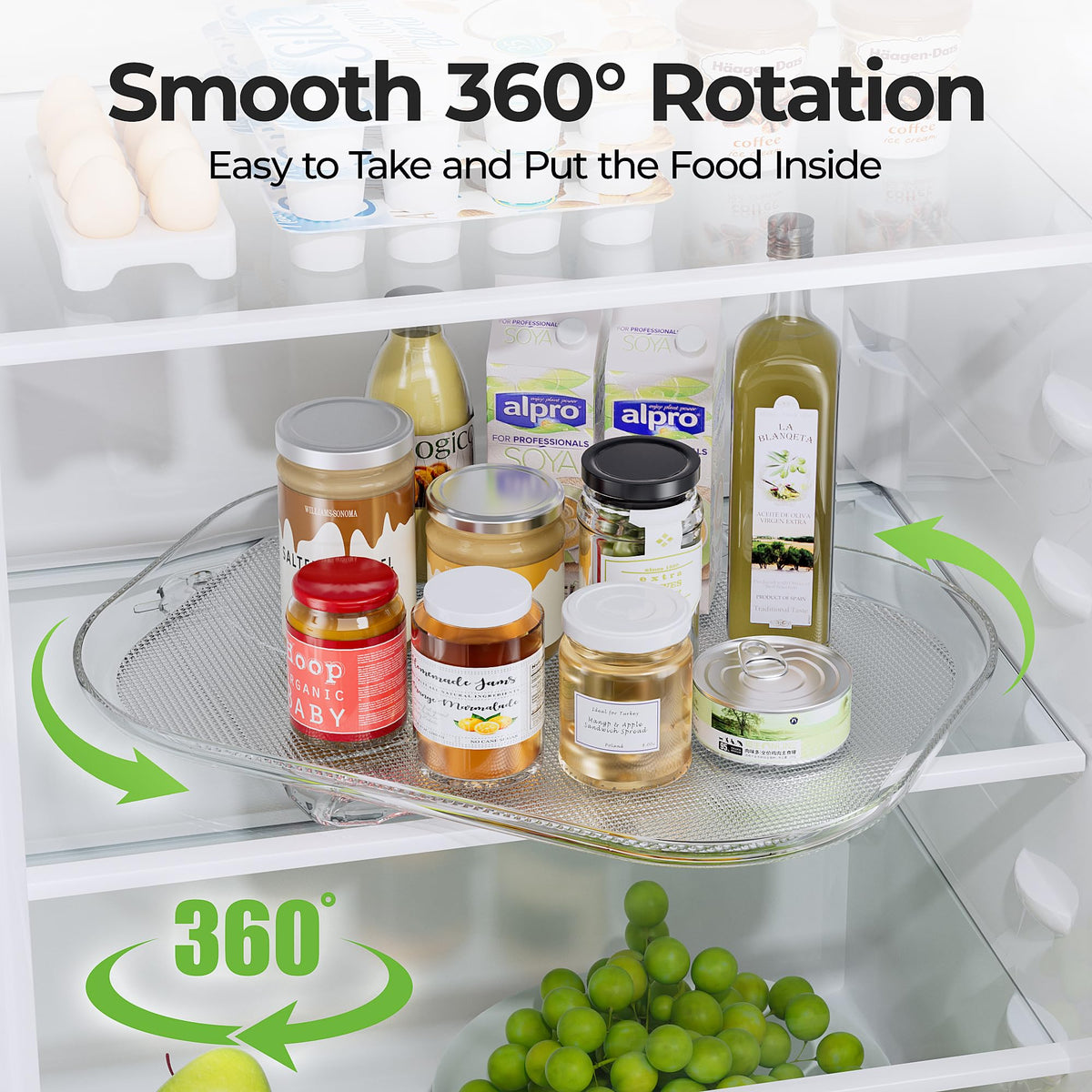 Lazy Susan Organizer 14.56''x11'' for Refrigerator Organizers and Storage Fridge Organization, Turntable Condiment