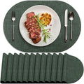 Faux Leather Oval Placemats Set of 12, Green