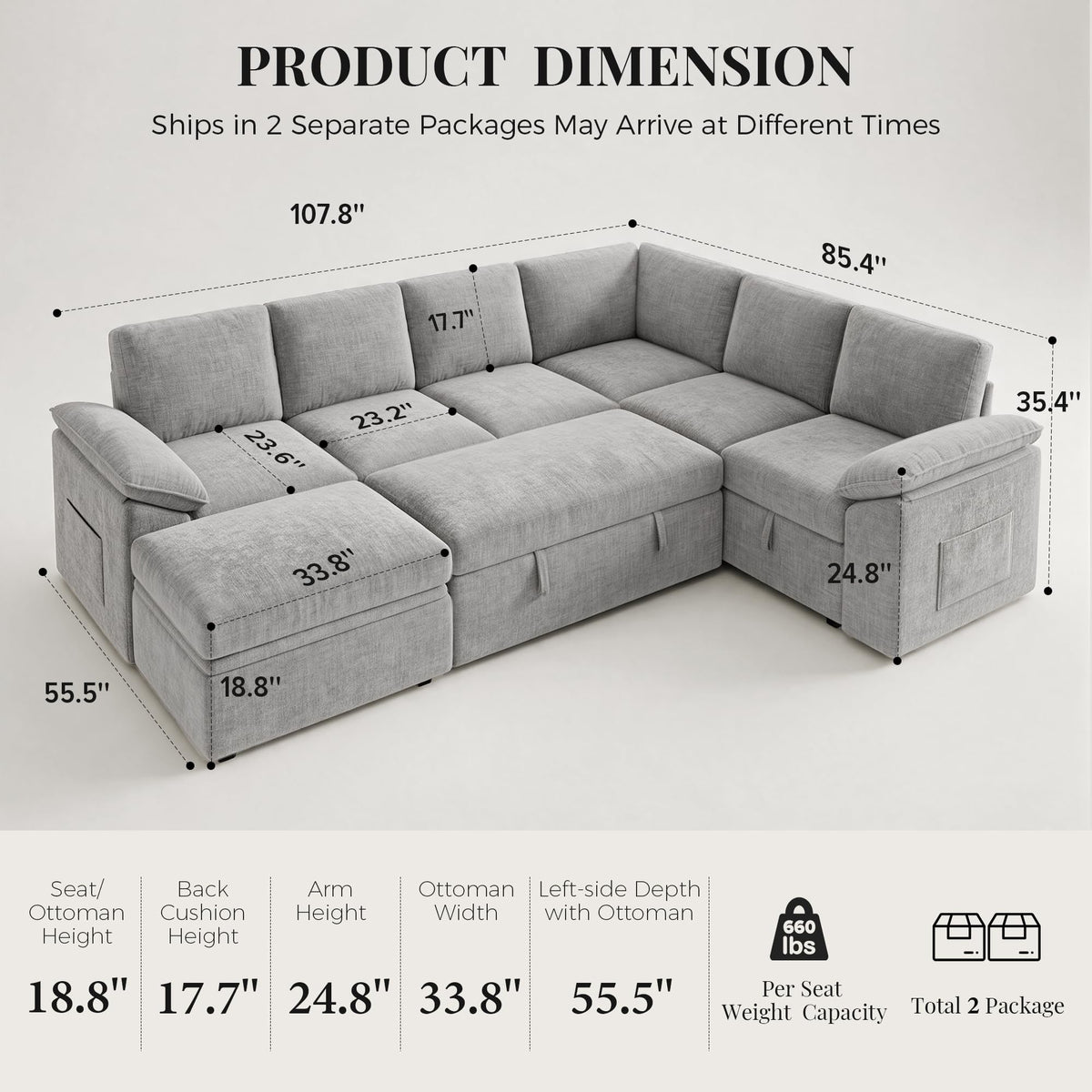 Sectional Sleeper Sofa with Pull Out Bed